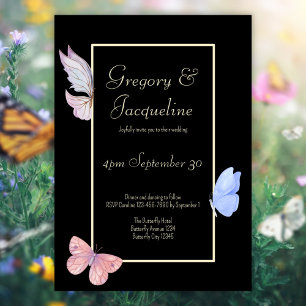 Custom Simple Elegant Watercolor Butterfly Wedding Invitation