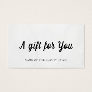 Custom Simple Elegant White Beauty Salon Gift Card