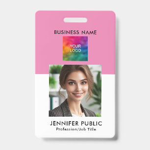 Custom Simple Employee Photo QR Code Company Logo ID Badge
