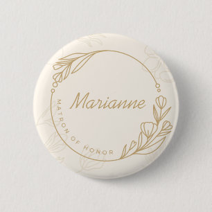 Custom Simple Floral Matron of Honour Button