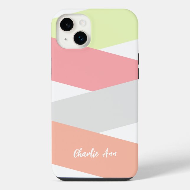 Custom Simple Fun Diagonal Striped Art Pattern iPhone Case (Back)