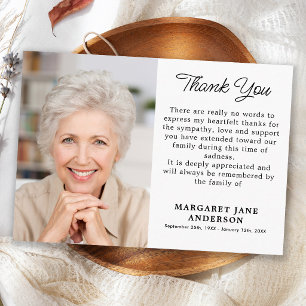 Custom Simple Funeral Personalised Photo Thank You Card