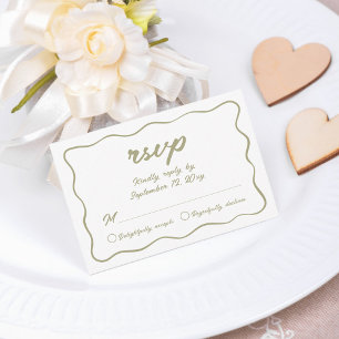 Custom Simple Hand Written Olive Green Wedding RSVP Card