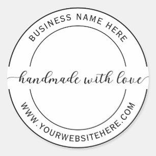 Custom Simple Handmade With Love Classic Round Sticker