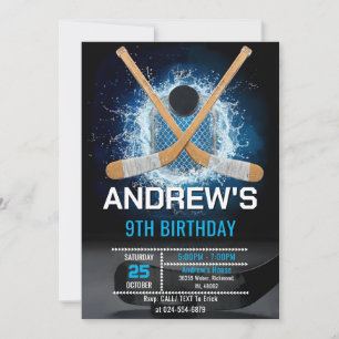 Custom Simple Hockey Birthday Invitation