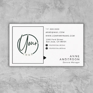 Custom Simple Logo Professional White Business Card