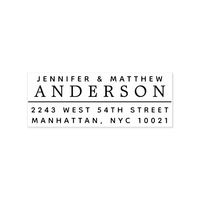 Custom Simple Married Couple Return Address Rubber Stamp (Imprint)