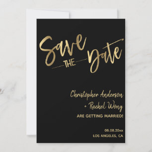 Custom Simple Minimalist Black Save the Date Photo Invitation