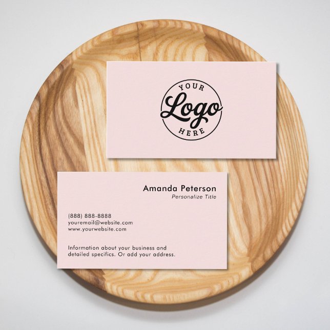 Custom Simple Minimalist Logo Blush Pink Business Card (Creator Uploaded)