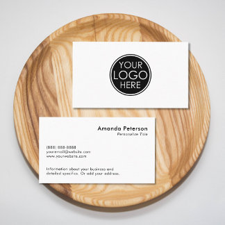 Custom Simple Minimalist Logo White Business Card