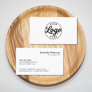 Custom Simple Minimalist Logo White Business Card