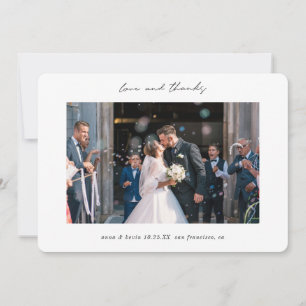 Custom Simple Modern Borders Photo Wedding Thank You Card