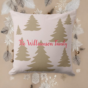 Custom simple modern holiday neutral gold tree cushion