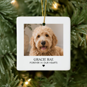 Custom Simple Modern Photo Pet Memorial Ceramic Ornament