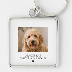 Custom Simple Modern Photo Pet Memorial Key Ring