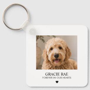 Custom Simple Modern Photo Pet Memorial Key Ring