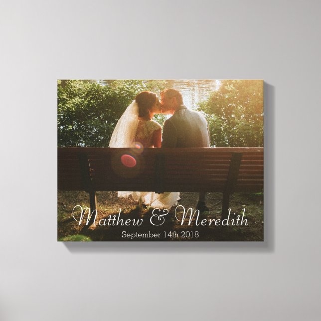 Custom Simple Modern Wedding or Anniversary Photo Canvas Print (Front)