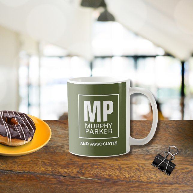 Custom Simple Olive Green Monogram Business Logo Coffee Mug (Creator Uploaded)