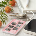 Custom Simple Photos On Dusty Coral Red Blush Pink Key Ring<br><div class="desc">Are you searching for a delightful and thoughtful gift for Mother's Day? Look no further! This adorable customisable 6-photo collage keychain is just the thing. You can add a name, monogram, or initials, plus include six of your favourite photos. It’s a unique keepsake that’s perfect for Mother’s Day but also...</div>