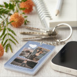 Custom Simple Photos On Lavender Violet Blue Key Ring<br><div class="desc">Are you searching for a delightful and thoughtful gift for Mother's Day? Look no further! This adorable customisable 3-photo collage keychain is just the thing. You can add a name, monogram, or initials, plus include three of your favourite photos. It’s a unique keepsake that’s perfect for Mother’s Day but also...</div>