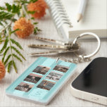 Custom Simple Photos On Light Teal Turquoise Blue Key Ring<br><div class="desc">Are you searching for a delightful and thoughtful gift for Mother's Day? Look no further! This adorable customisable 6-photo collage keychain is just the thing. You can add a name, monogram, or initials, plus include six of your favourite photos. It’s a unique keepsake that’s perfect for Mother’s Day but also...</div>