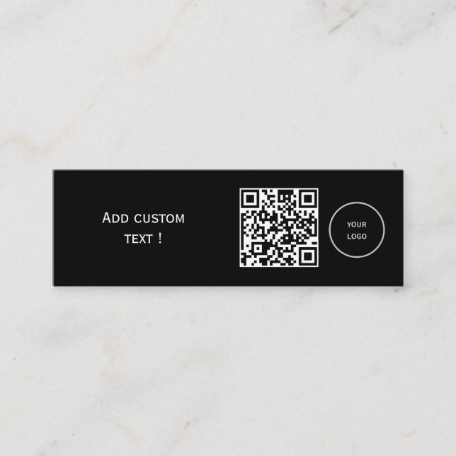 Custom simple qr code bookmark business mini black card (Front)