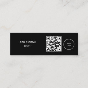 Custom simple qr code bookmark business mini black mini business card