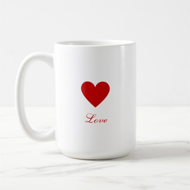 Custom Simple Red Heart Love Coffee Mug (Left)