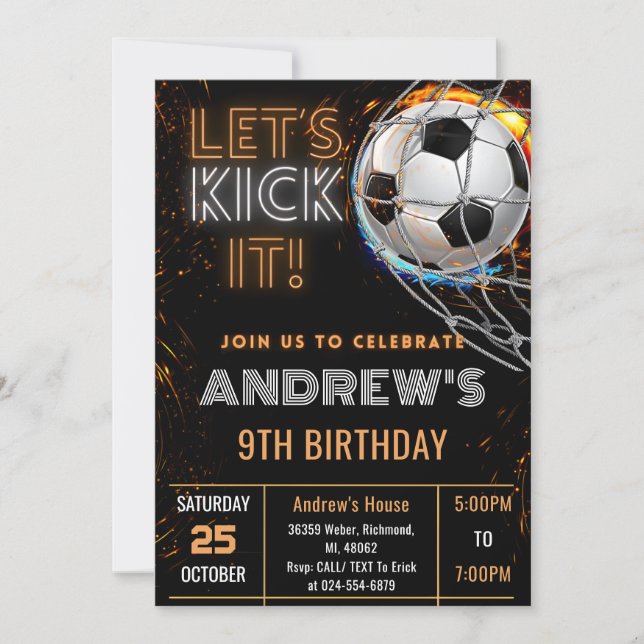 Custom Simple Soccer Birthday Invitation (Front)