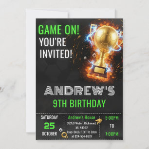 Custom Simple Soccer Birthday Invitation