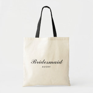 Custom Simple Stylish Script Bridesmaid Tote Bag