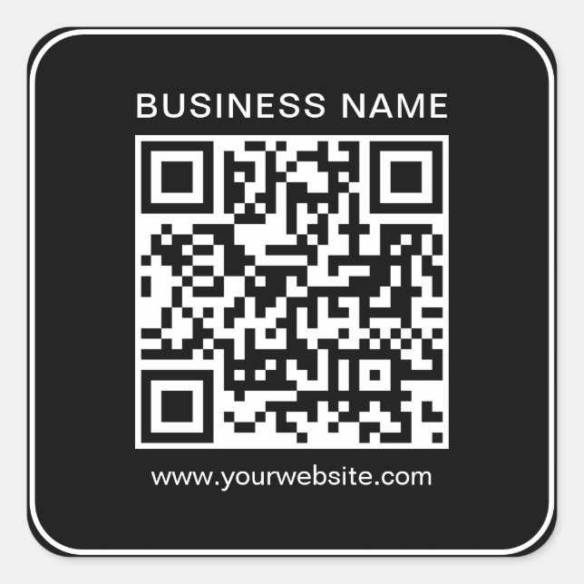 Custom Simple Template Business QR Code Black Square Sticker (Front)