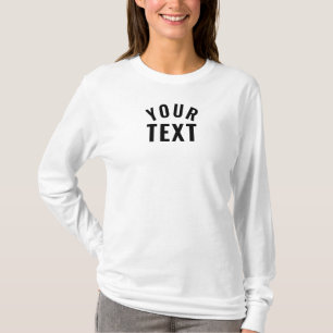 Custom Simple Text Womens Modern Long Sleeve T-Shirt