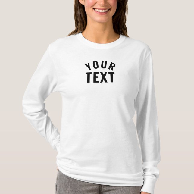 Custom Simple Text Womens Modern Long Sleeve T-Shirt (Front)