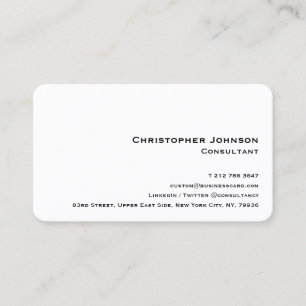 Custom Simple White Minimalist Modern Professional Business Card