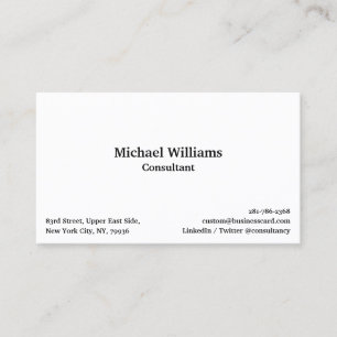 Custom Simple White Professional Modern Minimalist Business Card