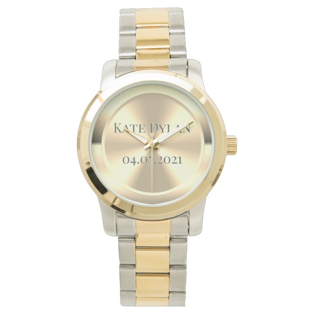Custom Simulated Engraved Brass Watch (Front)