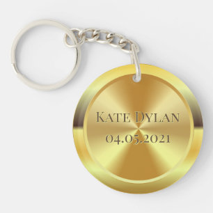Custom Simulated Engraved Gold Key Ring