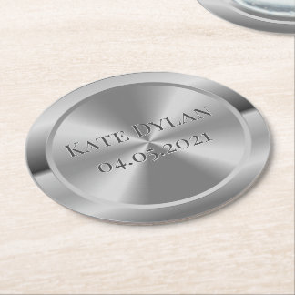 Custom Simulated Engraved Silver Paper Coaster