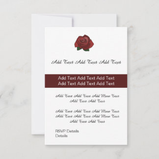 Custom Single Red Rose Wedding or Party Invite