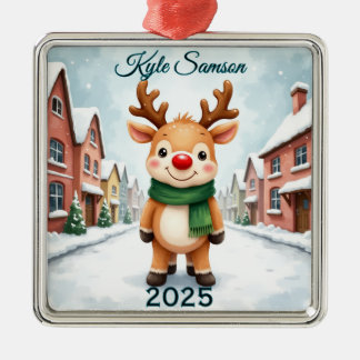 Custom Single Reindeer Town Metal Tree Decoration