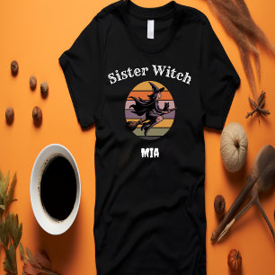Custom Sister Witch Retro Women Halloween T-Shirt