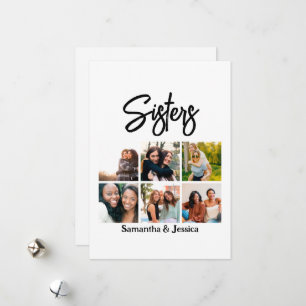 Custom Sisters Script 6 Photo Collage Holiday Card