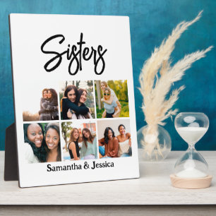 Custom Sisters Script 6 Photo Collage Plaque