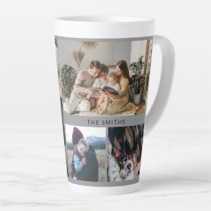 Custom Six-Photo Collage and Personalized Text Latte Mug