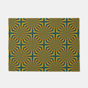 Custom Size Blue & Yellow Abstract Tribal Pet Mat