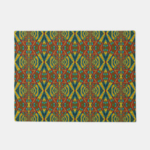  Custom Size Red Blue & Yellow Tribal Pet Bowl Mat