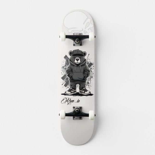 Custom Skateboard Deck - "Street Bear" (Front)