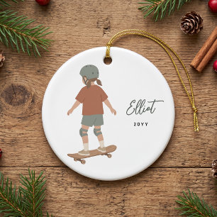 Custom Skateboard Girl Skateboarding Ceramic Tree Decoration