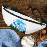 Custom Ski Lodge Winter Resort Snowy Mountain Bum Bags<br><div class="desc">Customised fanny pack for a ski lodge or resort in the Colorado mountains or a beautiful cabin in the forest. This cool design features a pretty drawing of snow capped mountains in front of green fir trees. Great nature marketing for an hotel or vacation rental.</div>